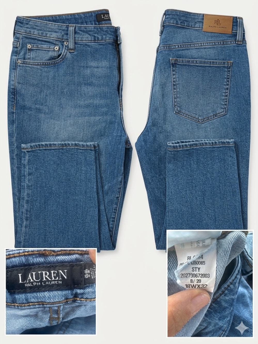 Lauren Ralph Lauren Straight Leg Jeans Medium Wash Stretch 18W x 32 GUC